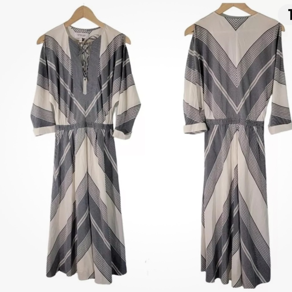 10 Crosby Derek Lam Chevron midi dress size 8 nwot really pretty - Picture 1 of 11
